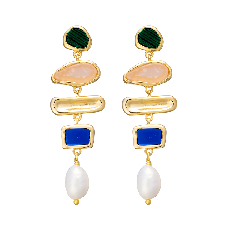 Prism 14k Gold Vermeil Multistone Pearl Drop Earring