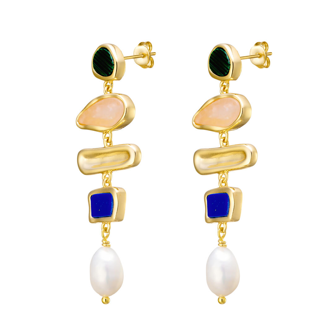 Prism 14k Gold Vermeil Multistone Pearl Drop Earring