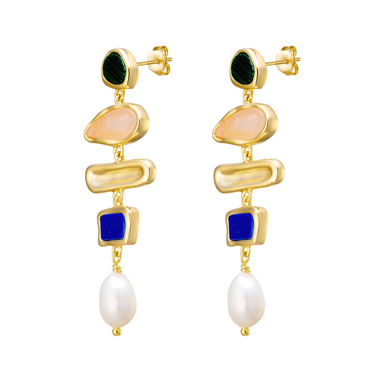 Prism 14k Gold Vermeil Multistone Pearl Drop Earring