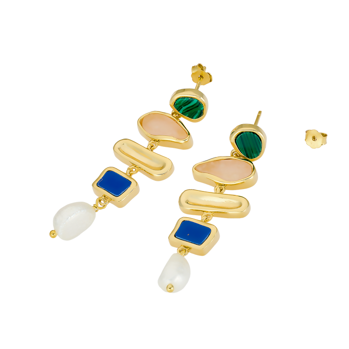 Prism 14k Gold Vermeil Multistone Pearl Drop Earring