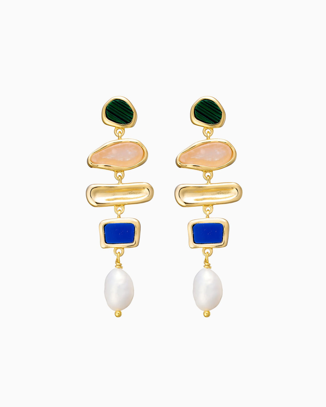 Prism 14k Gold Vermeil Multistone Pearl Drop Earring
