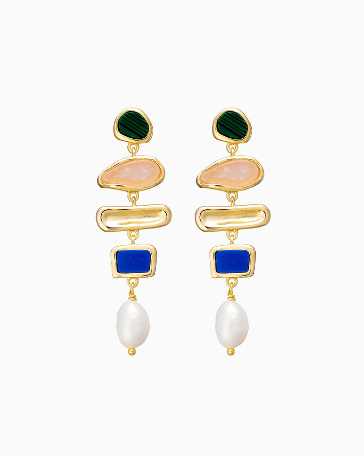 Prism 14k Gold Vermeil Multistone Pearl Drop Earring