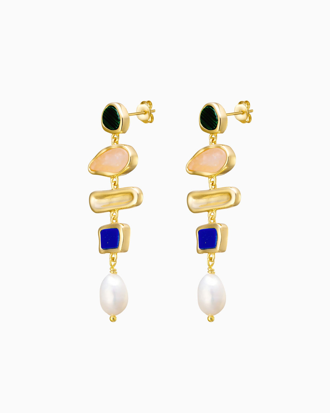 Prism 14k Gold Vermeil Multistone Pearl Drop Earring