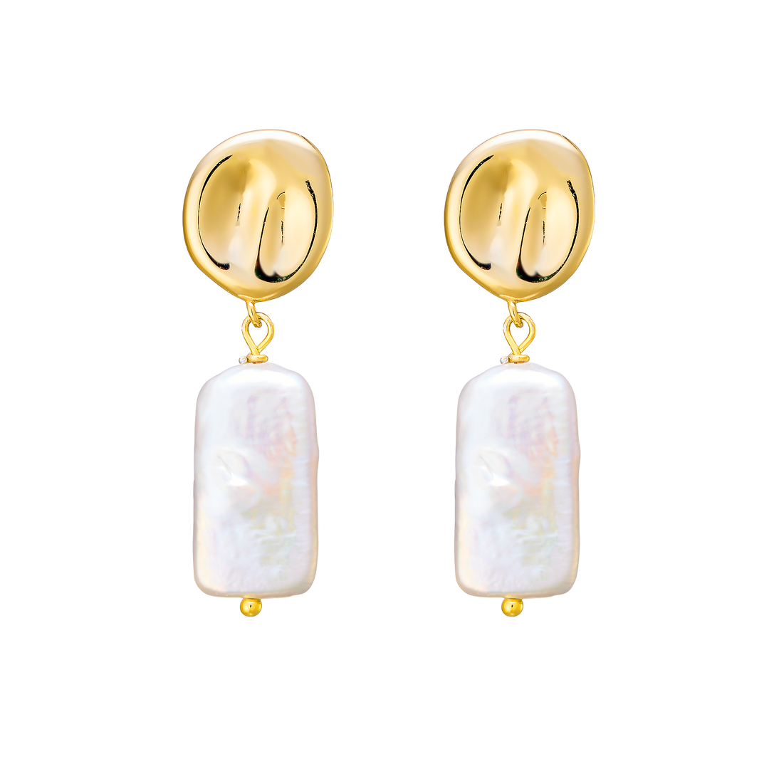 Perla 14k Gold Vermeil Pearl Dangle Stud Earrings