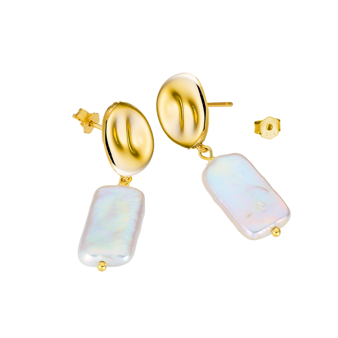Perla 14k Gold Vermeil Pearl Dangle Stud Earrings