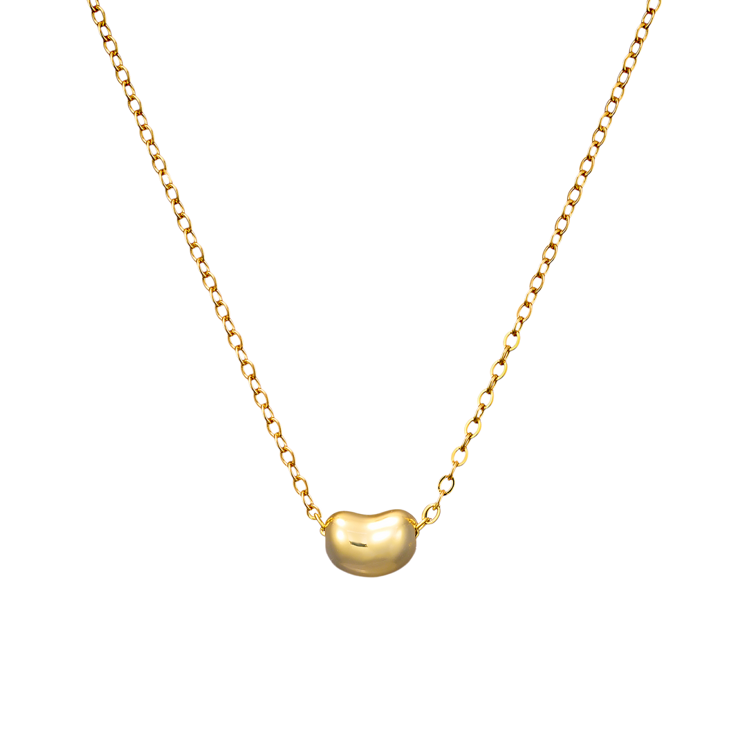 Lustre 14k Gold Vermeil Plain Bean Necklace