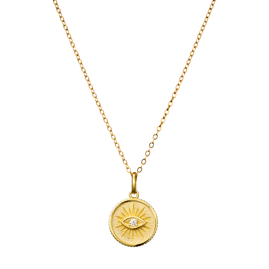 Lustre 14k Gold Vermeil Medallion Evil Eye Necklace