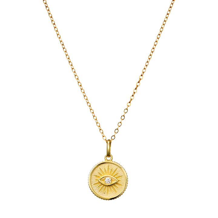 Lustre 14k Gold Vermeil Medallion Evil Eye Necklace