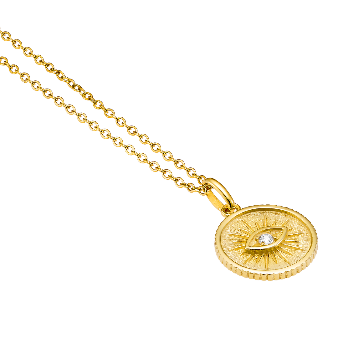 Lustre 14k Gold Vermeil Medallion Evil Eye Necklace