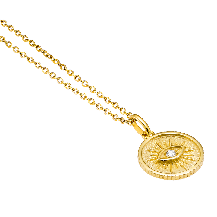Lustre 14k Gold Vermeil Medallion Evil Eye Necklace