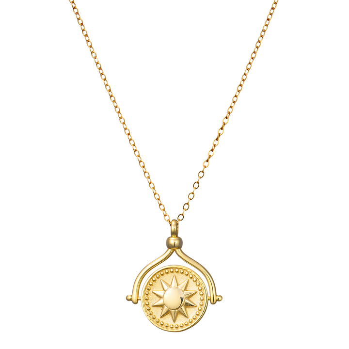 Lustre 14k Gold Vermeil Medallion Sun/Moon Flip Necklace