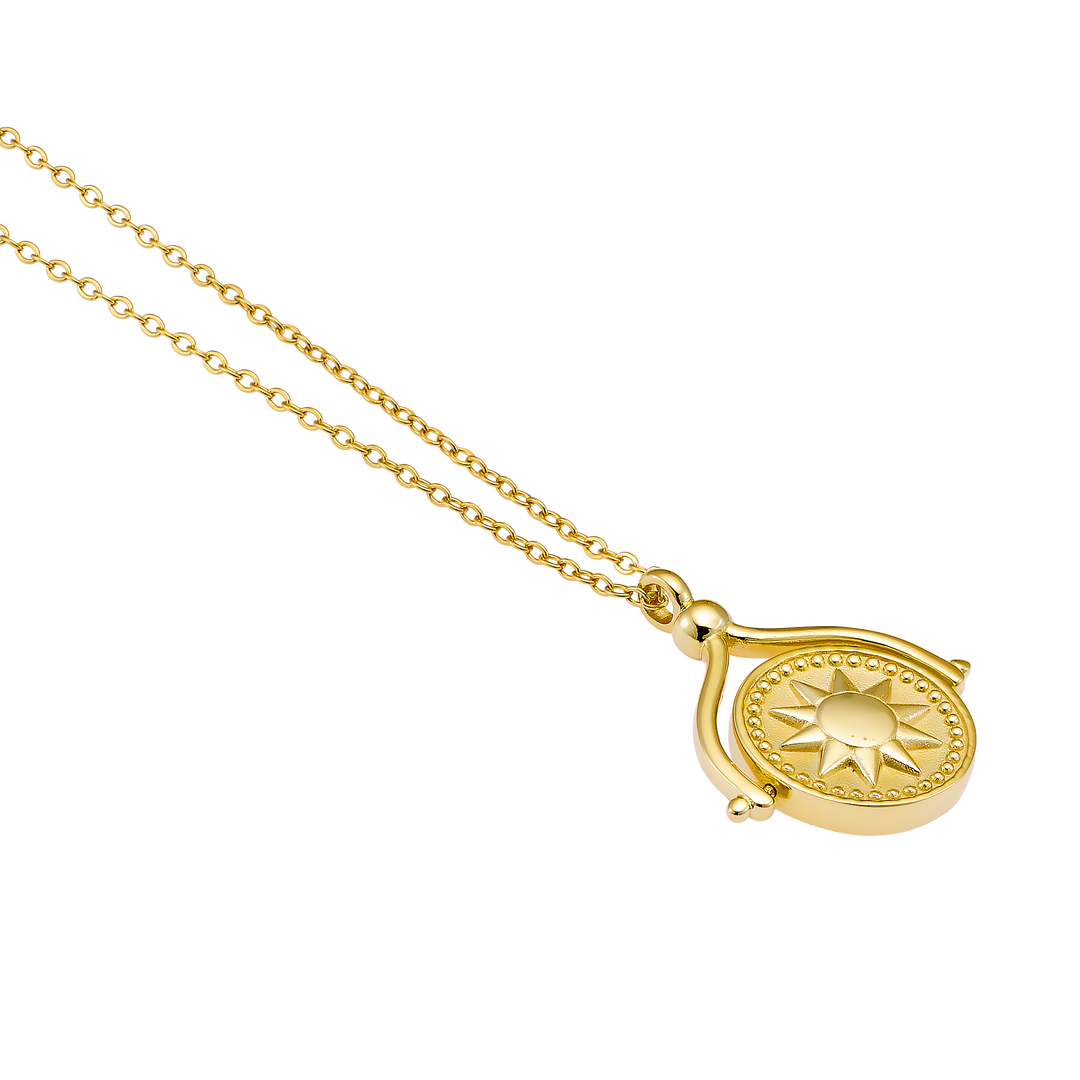 Lustre 14k Gold Vermeil Medallion Sun/Moon Flip Necklace