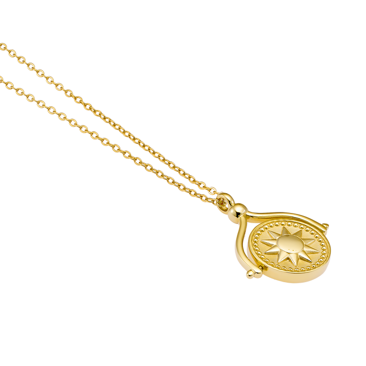 Lustre 14k Gold Vermeil Medallion Sun/Moon Flip Necklace