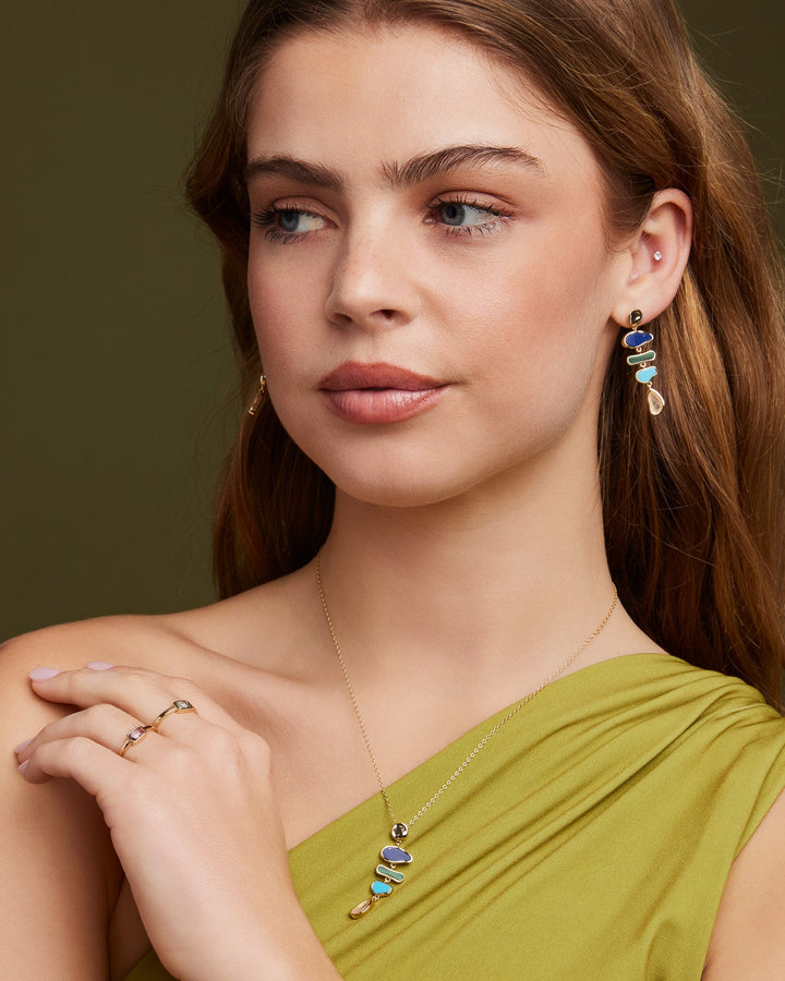 Prism 14k Gold Vermeil Multistone Drop Necklace