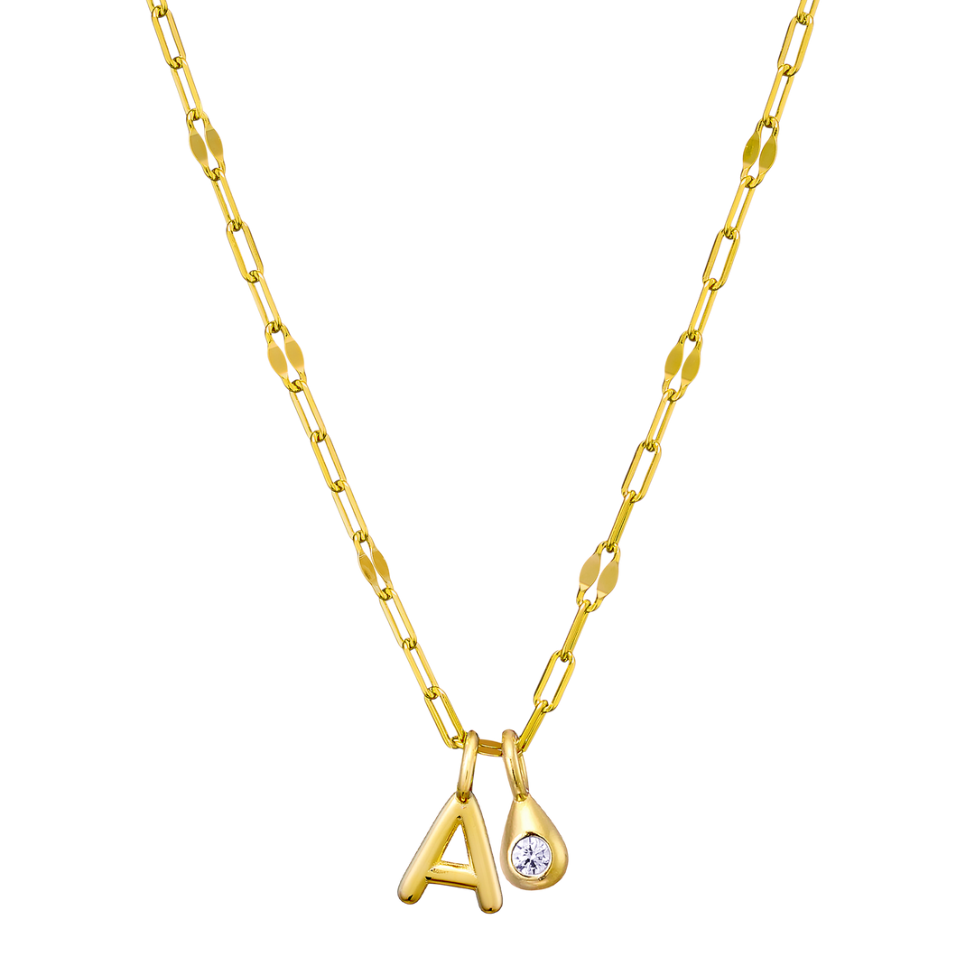 Imprint 14K Gold Vermeil Initial Cubic Zirconia Necklace