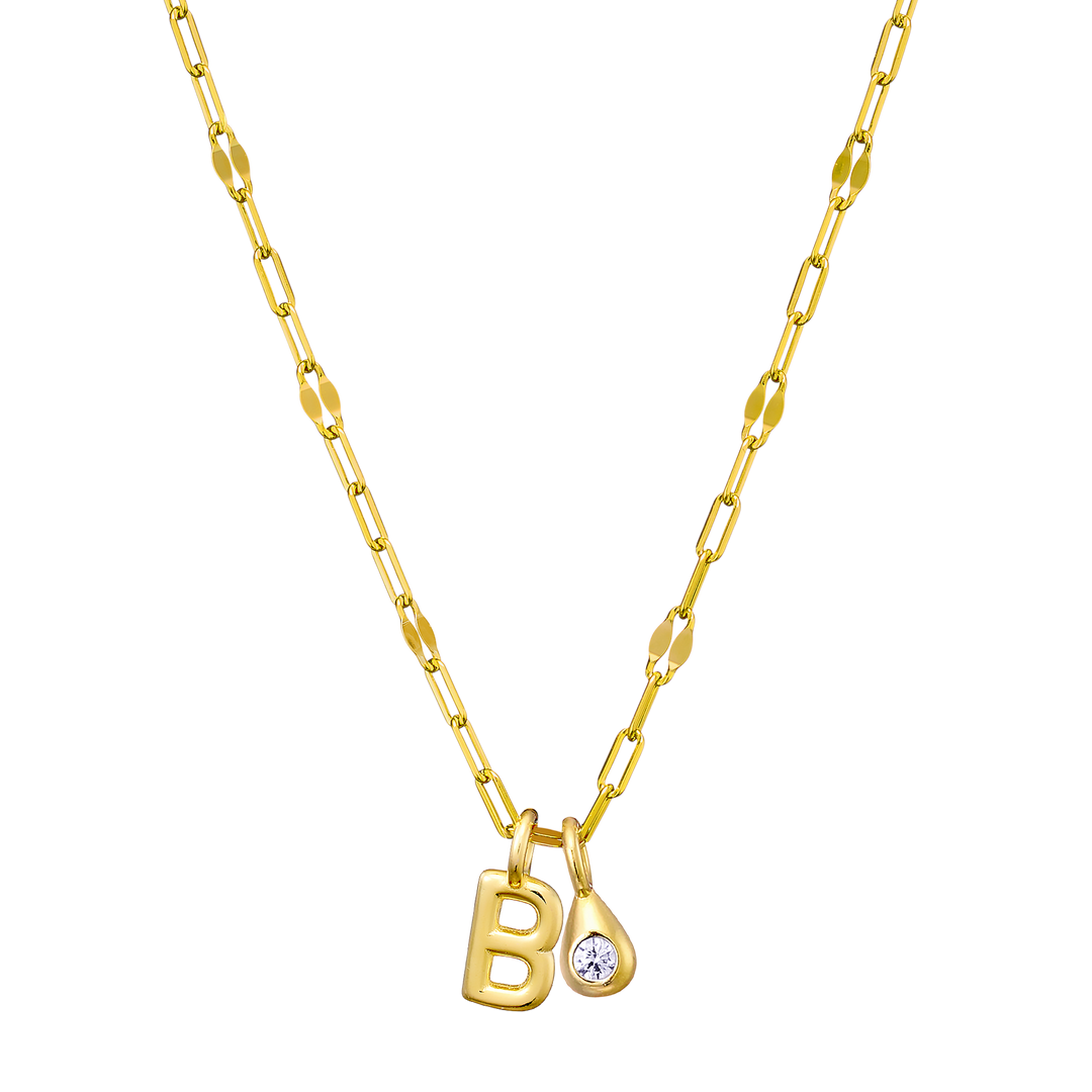Imprint 14K Gold Vermeil Initial Cubic Zirconia Necklace