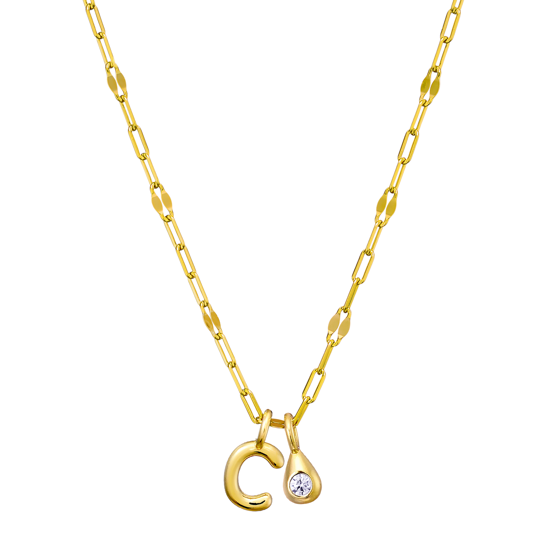 Imprint 14K Gold Vermeil Initial Cubic Zirconia Necklace