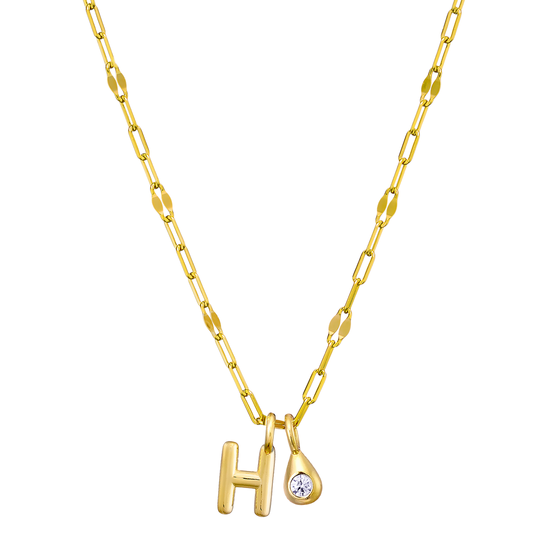 Imprint 14K Gold Vermeil Initial Cubic Zirconia Necklace
