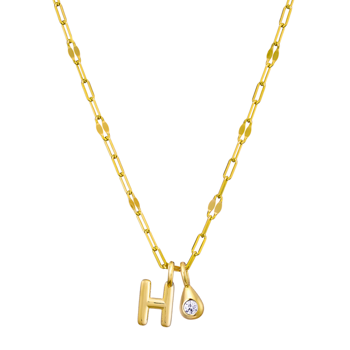 Imprint 14K Gold Vermeil Initial Cubic Zirconia Necklace