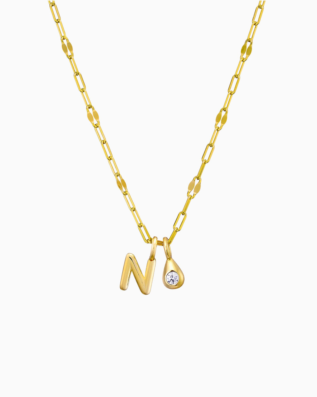 Imprint 14K Gold Vermeil N Initial Cubic Zirconia Necklace