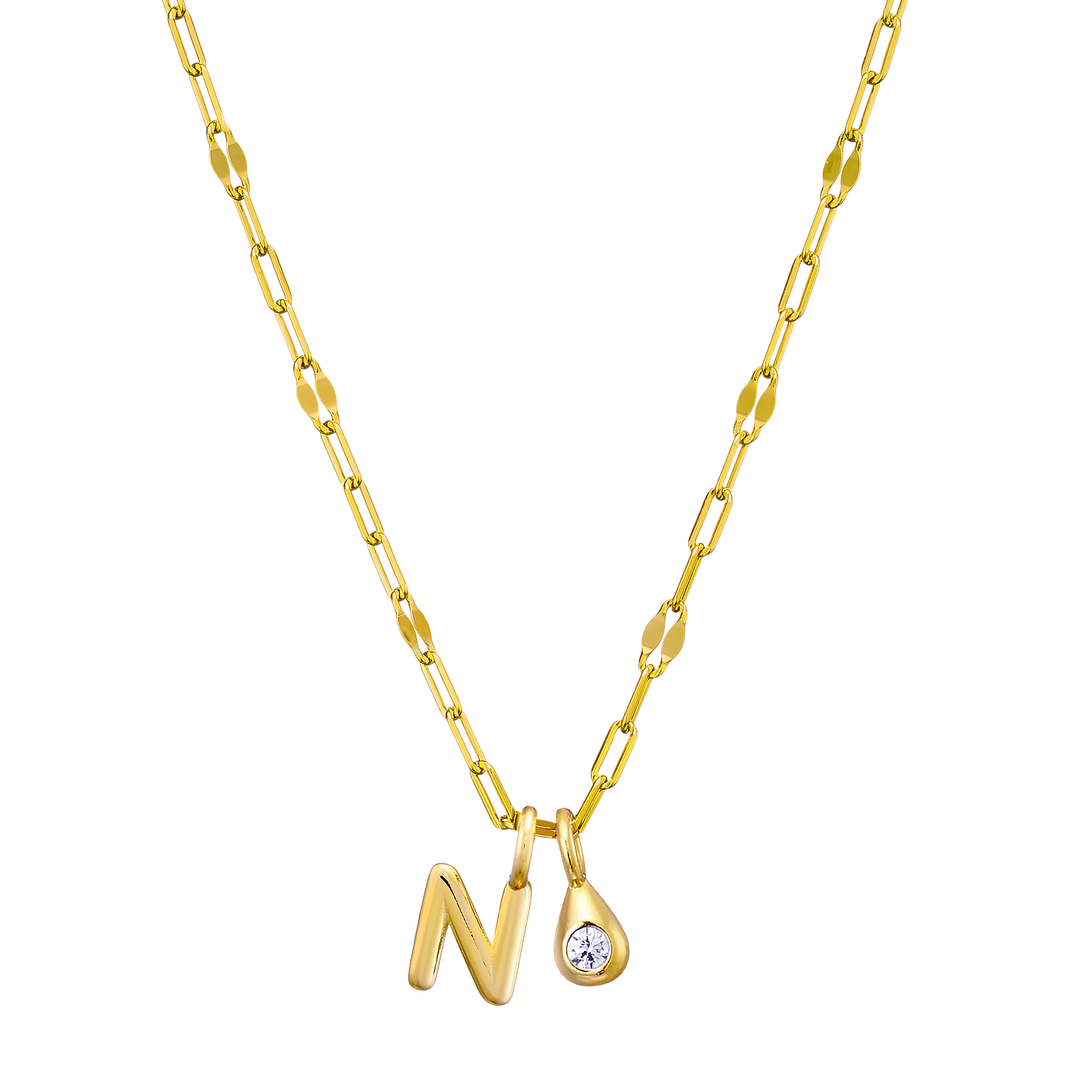 Imprint 14K Gold Vermeil Initial Cubic Zirconia Necklace