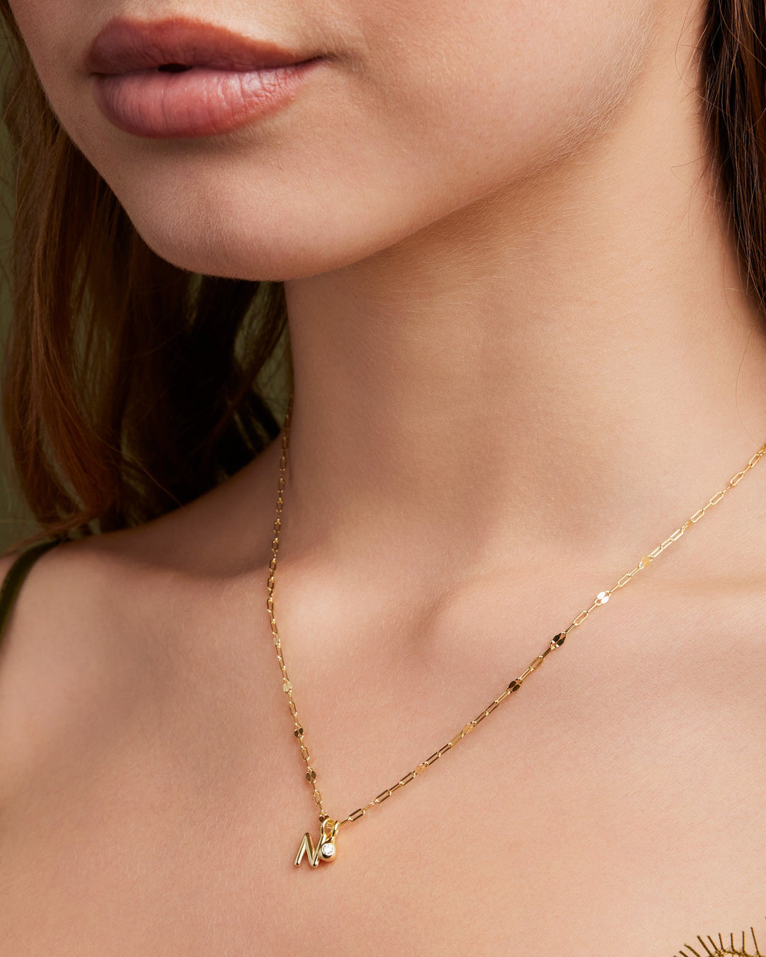 Imprint 14K Gold Vermeil N Initial Cubic Zirconia Necklace