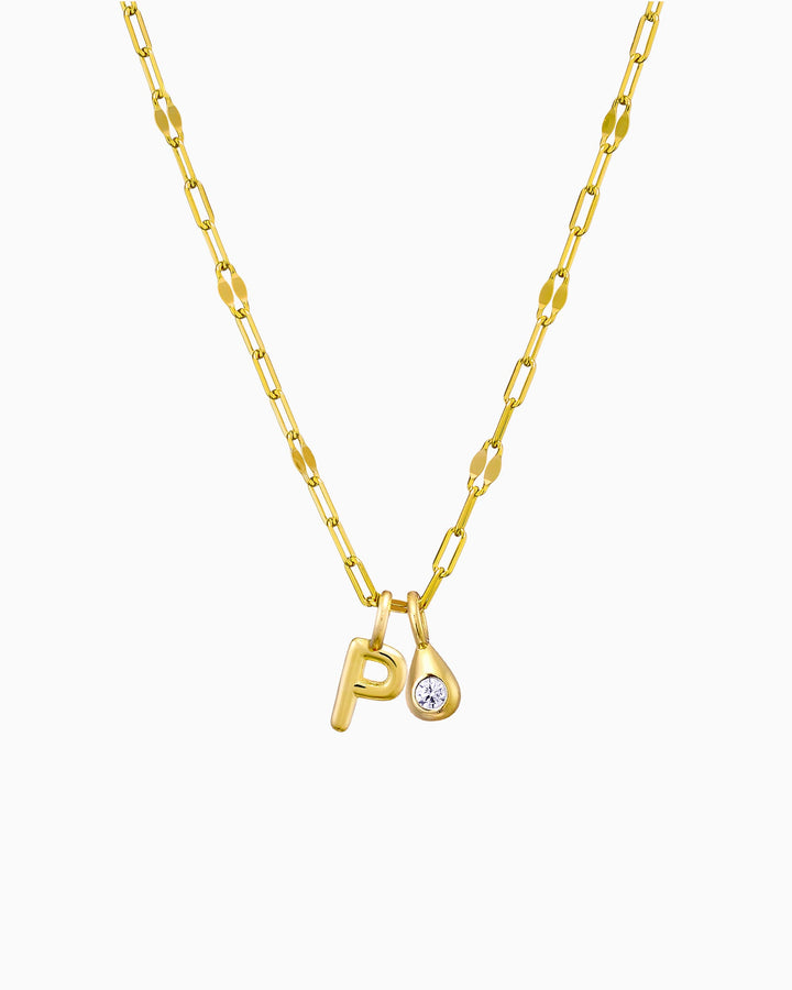 Imprint 14K Gold Vermeil P Initial Cubic Zirconia Necklace
