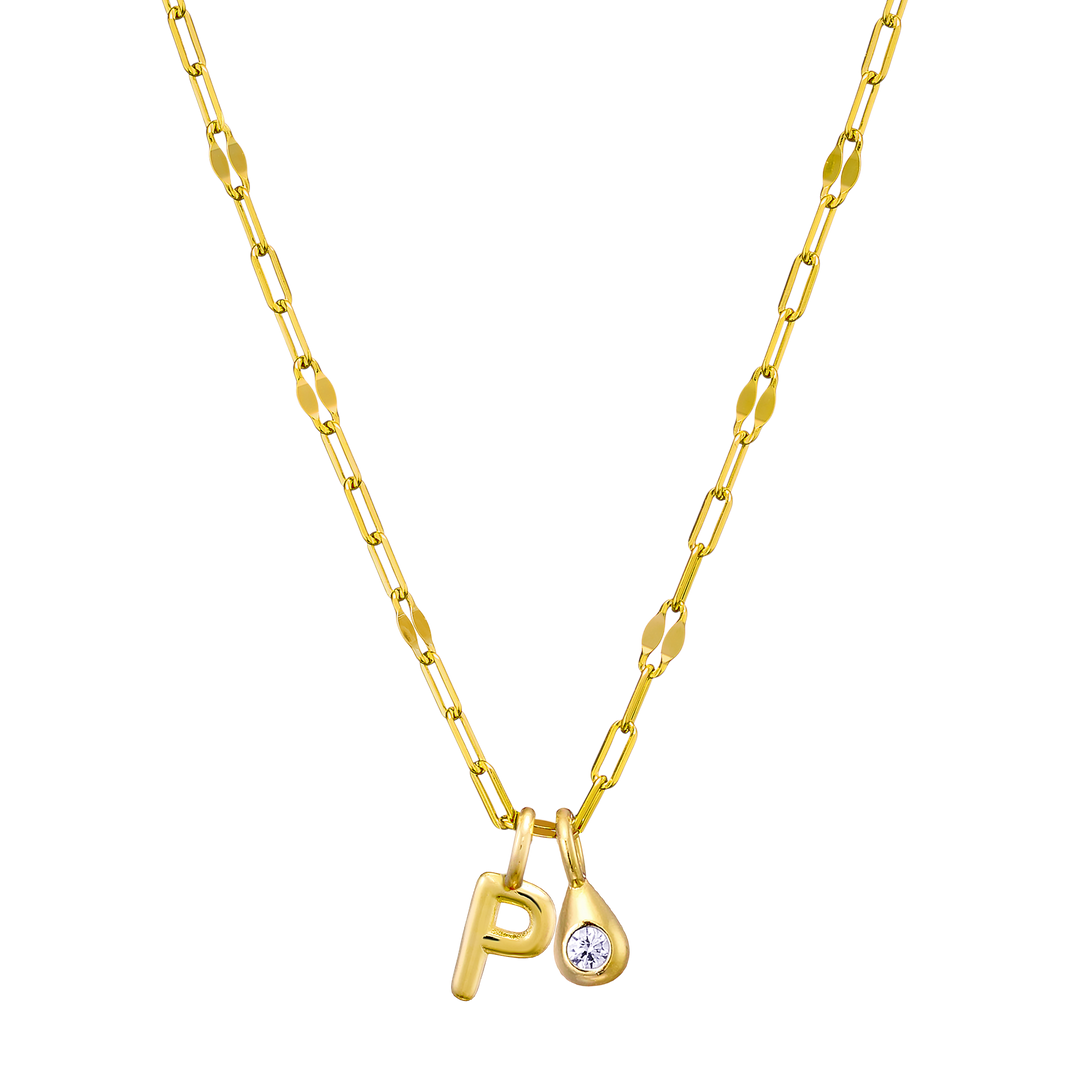Imprint 14K Gold Vermeil Initial Cubic Zirconia Necklace