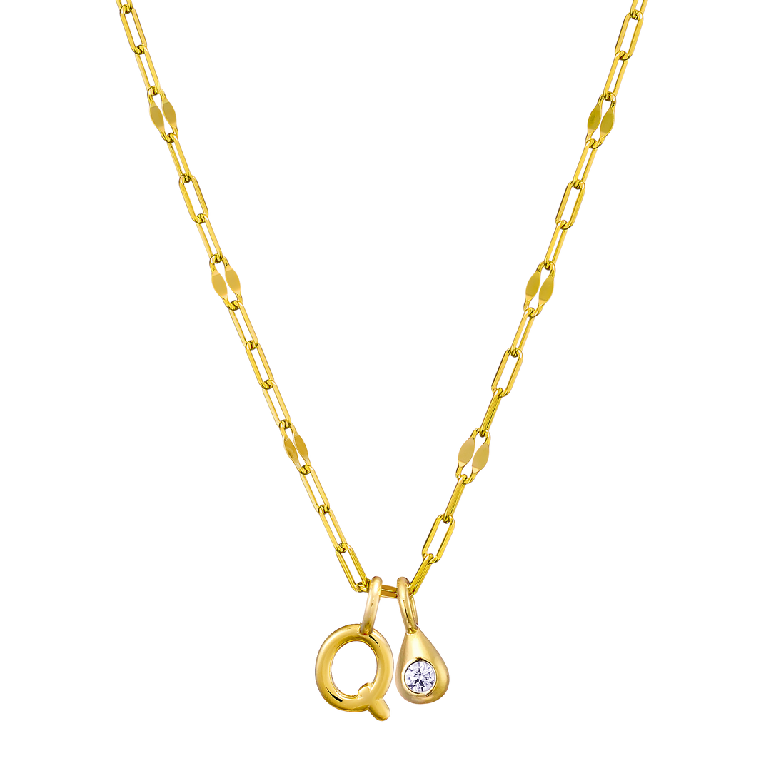 Imprint 14K Gold Vermeil Initial Cubic Zirconia Necklace