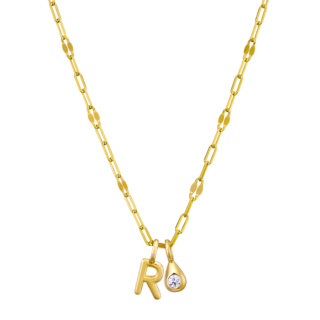 Imprint 14K Gold Vermeil Initial Cubic Zirconia Necklace