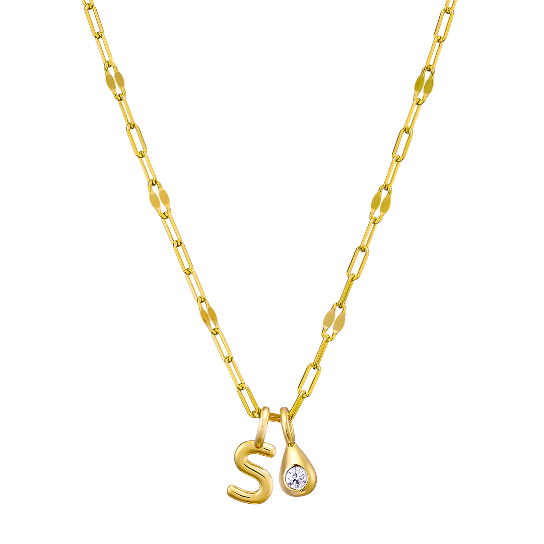 Imprint 14K Gold Vermeil Initial Cubic Zirconia Necklace