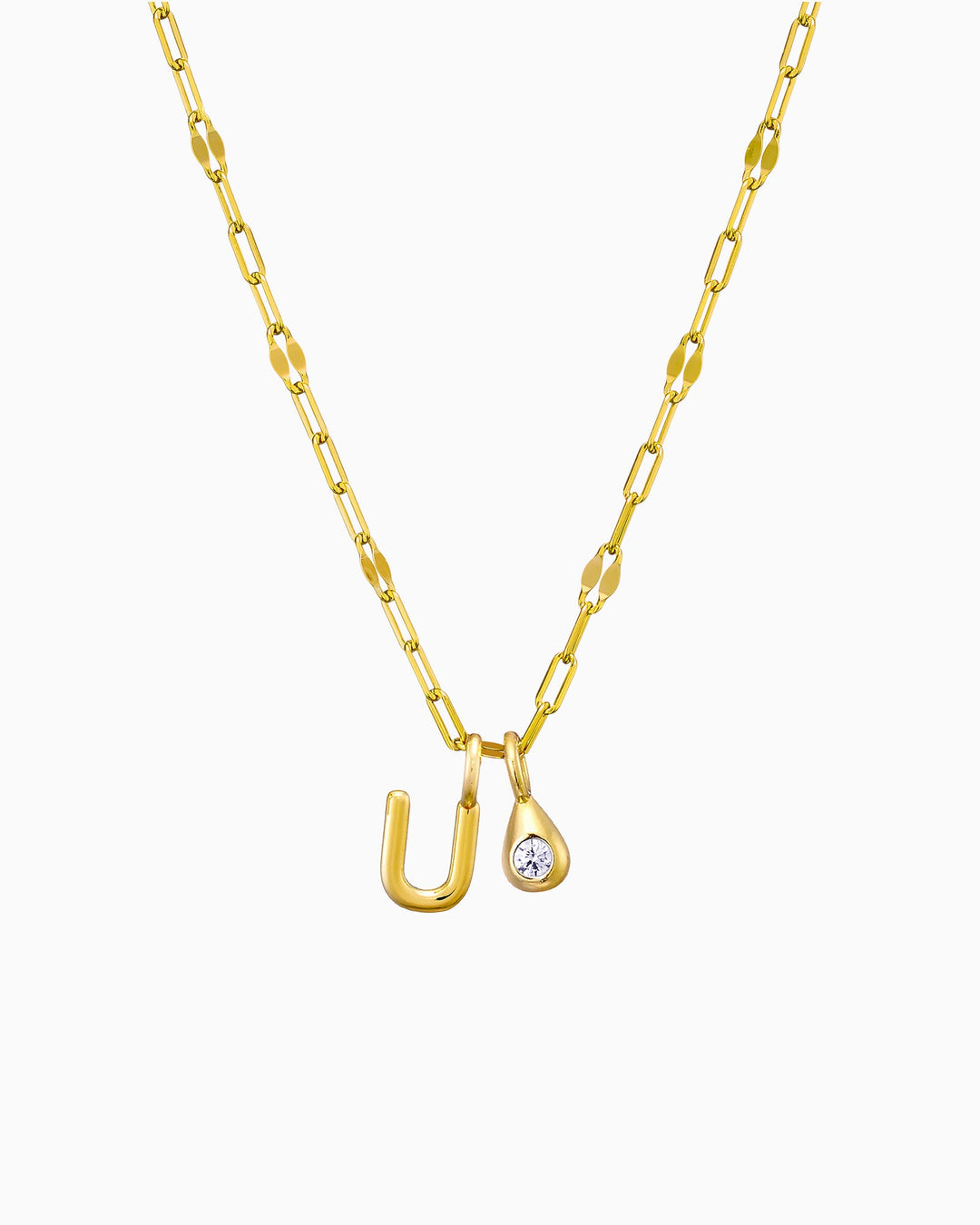Imprint 14K Gold Vermeil U Initial Cubic Zirconia Necklace