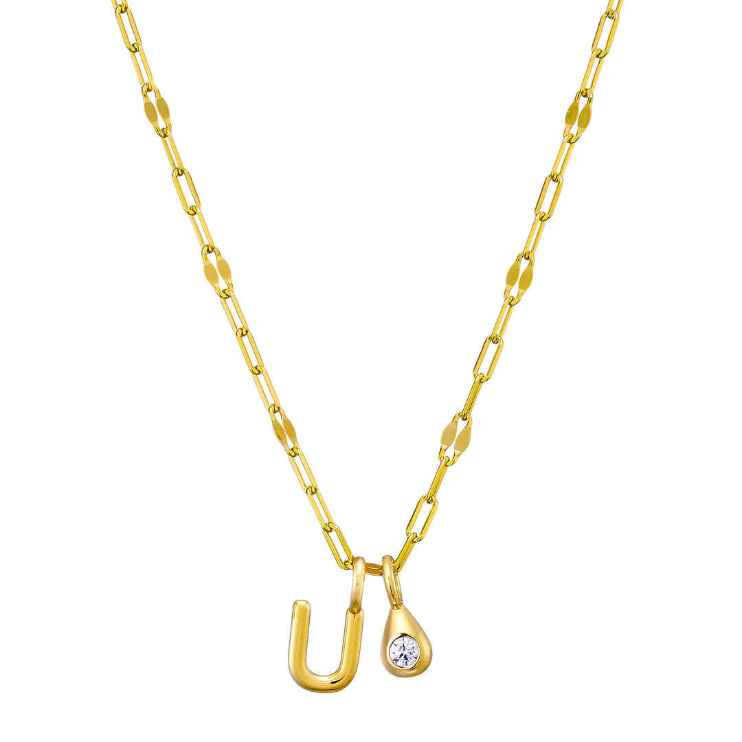 Imprint 14K Gold Vermeil Initial Cubic Zirconia Necklace