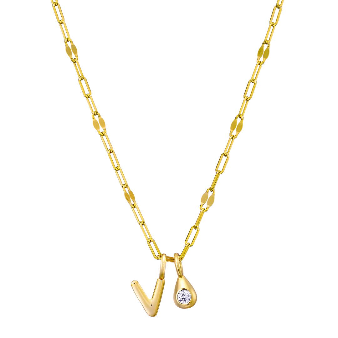 Imprint 14K Gold Vermeil Initial Cubic Zirconia Necklace