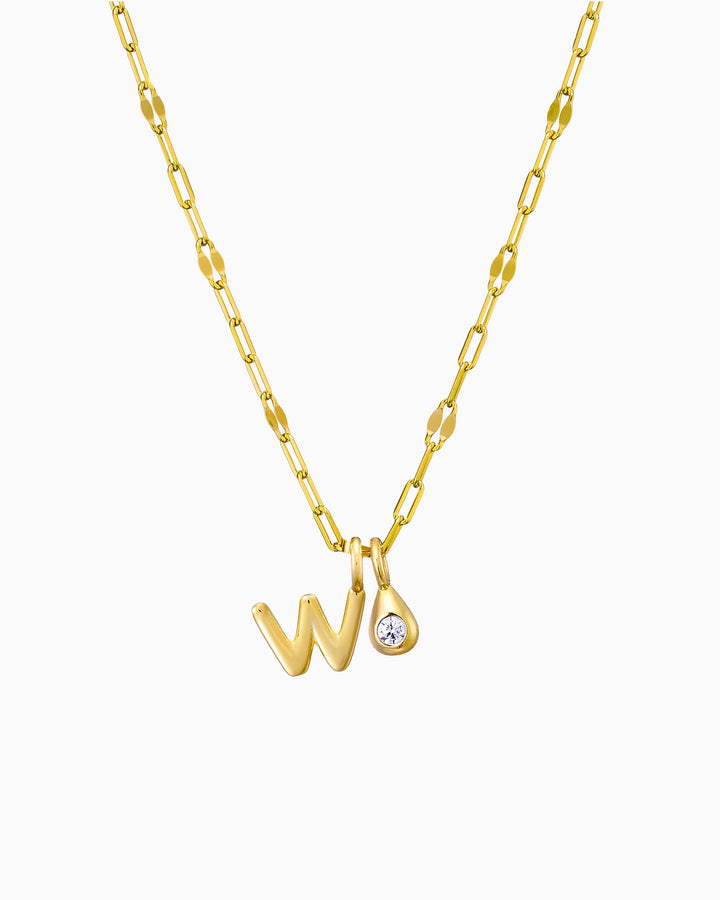 Imprint 14K Gold Vermeil W Initial Cubic Zirconia Necklace