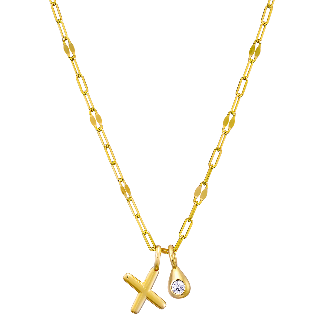 Imprint 14K Gold Vermeil Initial Cubic Zirconia Necklace