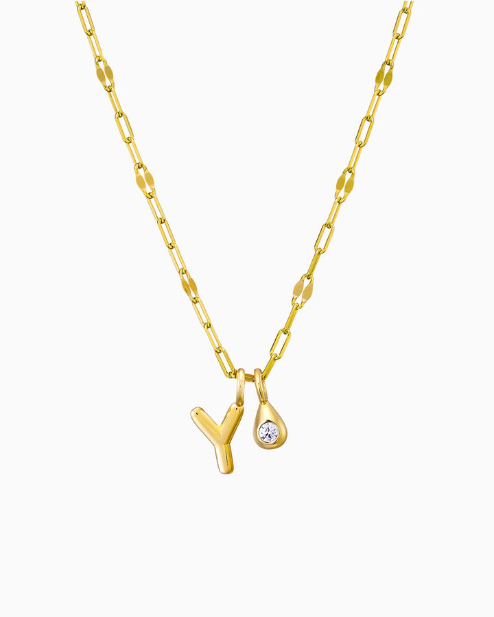 Imprint 14K Gold Vermeil Y Initial Cubic Zirconia Necklace