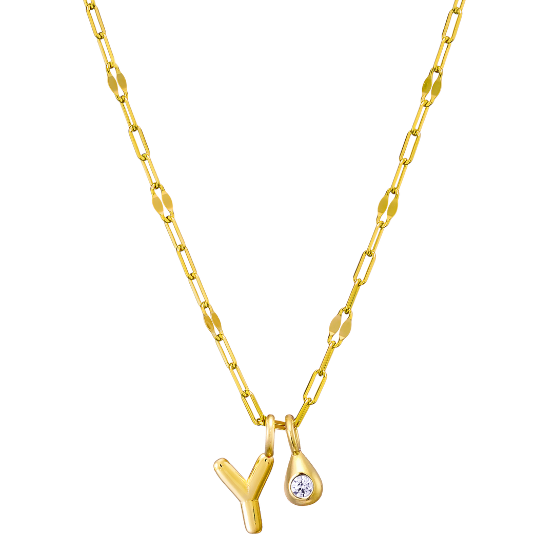 Imprint 14K Gold Vermeil Initial Cubic Zirconia Necklace