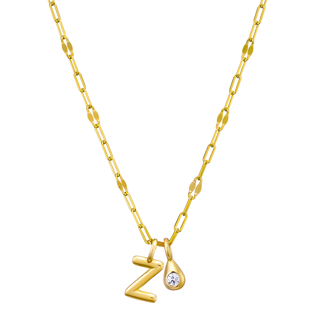 Imprint 14K Gold Vermeil Initial Cubic Zirconia Necklace