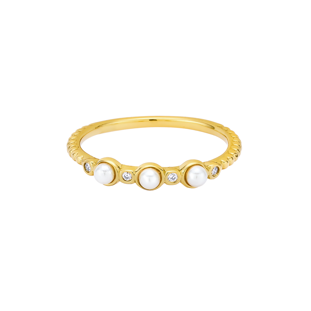Perla 14k Gold Vermeil Shell Pearl Cubic Zirconia Ring