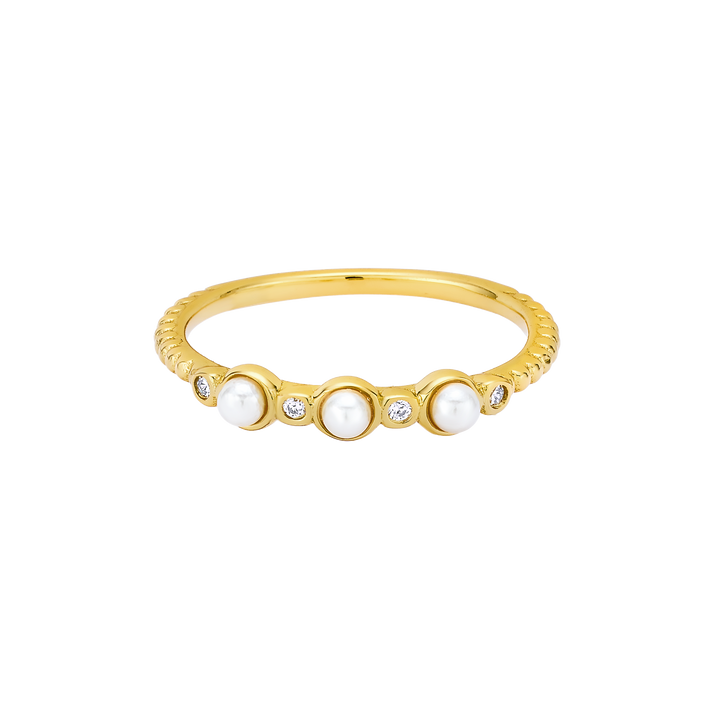 Perla 14k Gold Vermeil Shell Pearl Cubic Zirconia Ring