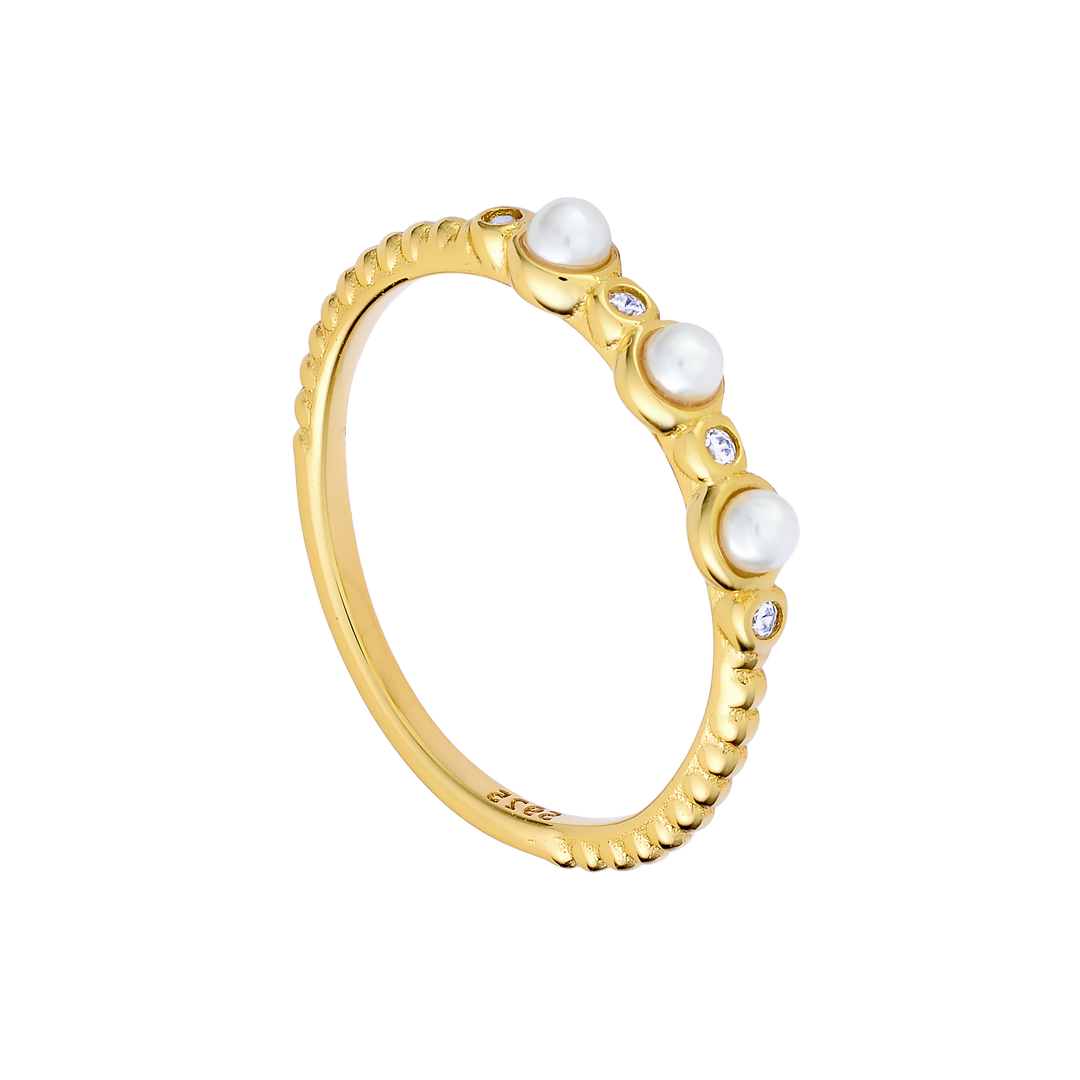 Perla 14k Gold Vermeil Shell Pearl Cubic Zirconia Ring