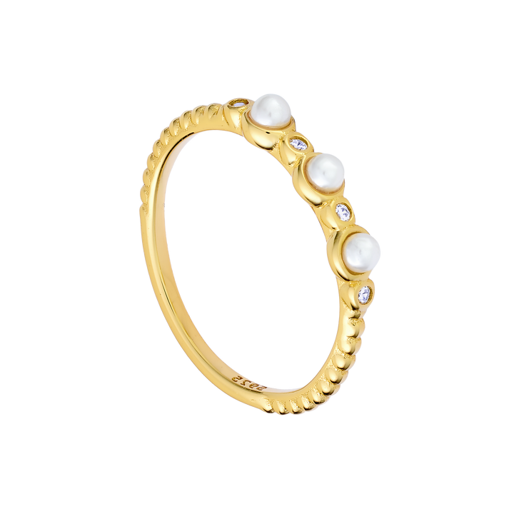 Perla 14k Gold Vermeil Shell Pearl Cubic Zirconia Ring