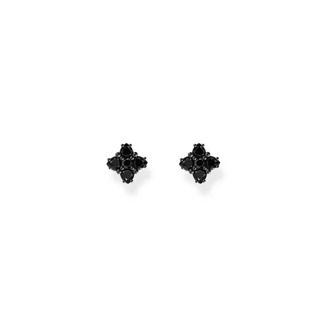 Blackened small ear studs with black zirconia