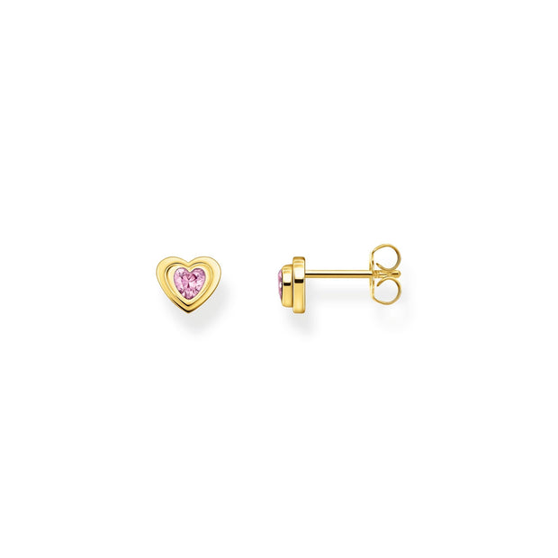 THOMAS SABO Ear Studs in Heart-Shape with Pink Zirconia