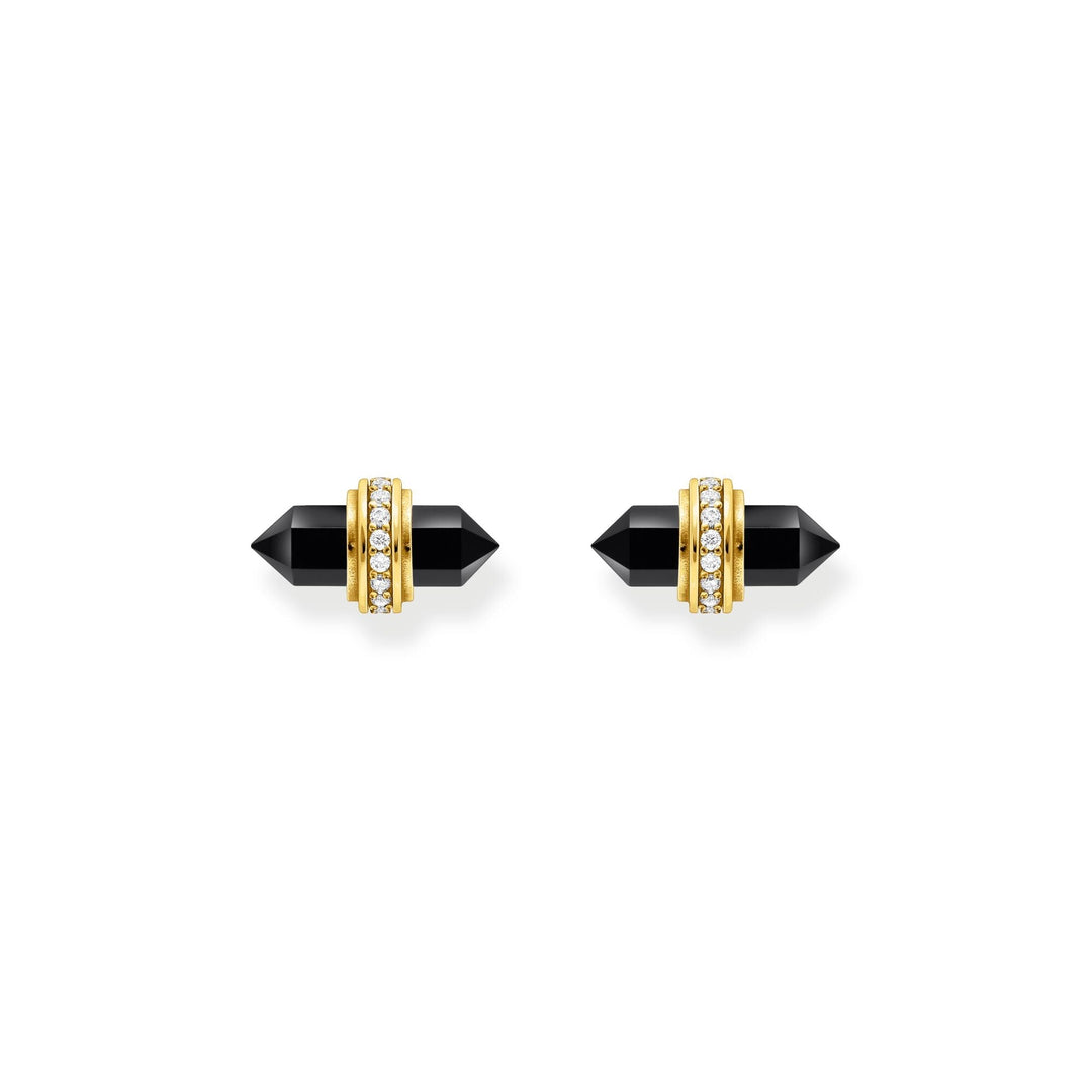 THOMAS SABO Crystal Ear Studs with Onyx Gold