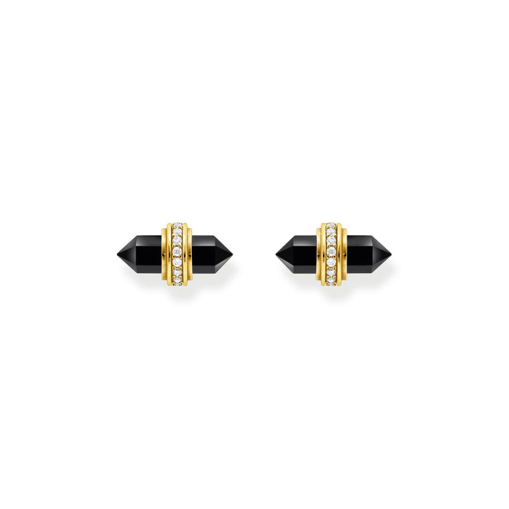 THOMAS SABO Crystal Ear Studs with Onyx Gold