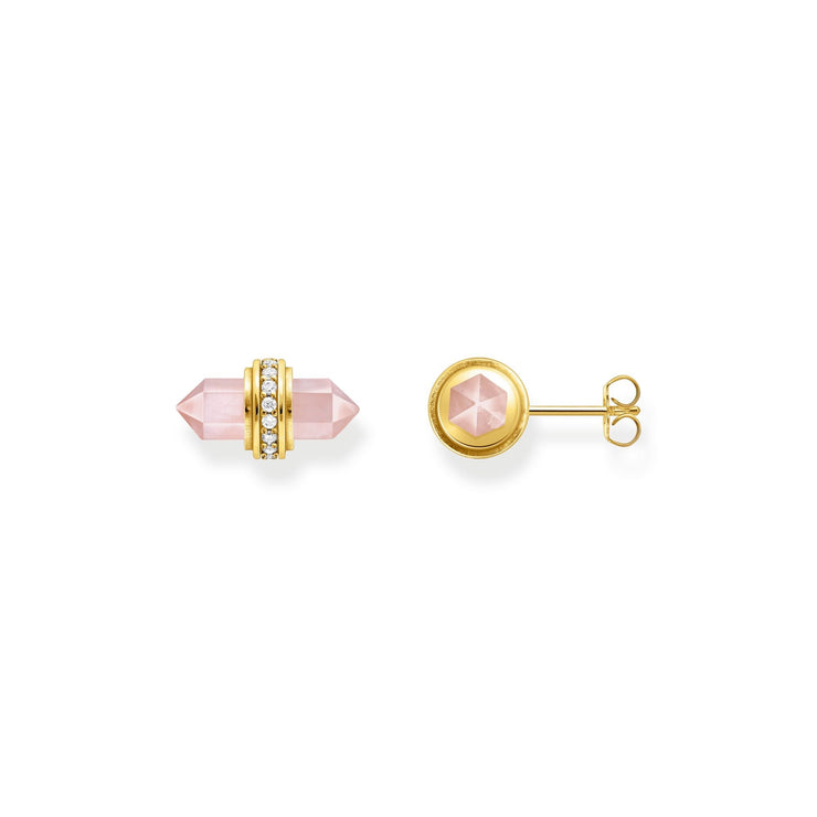 THOMAS SABO Crystal Ear Studs with Rose Quartz Gold