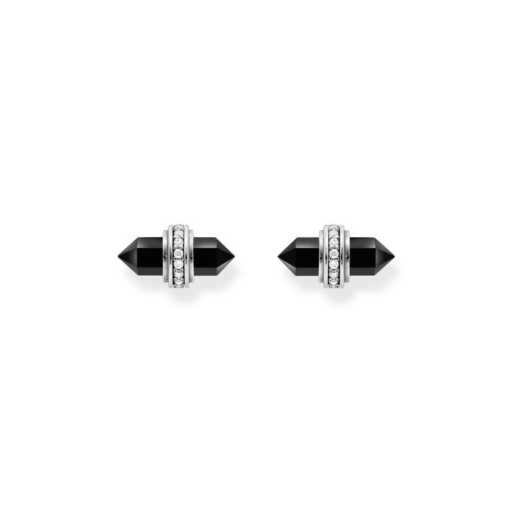 THOMAS SABO Crystal Ear Studs with Onyx Silver