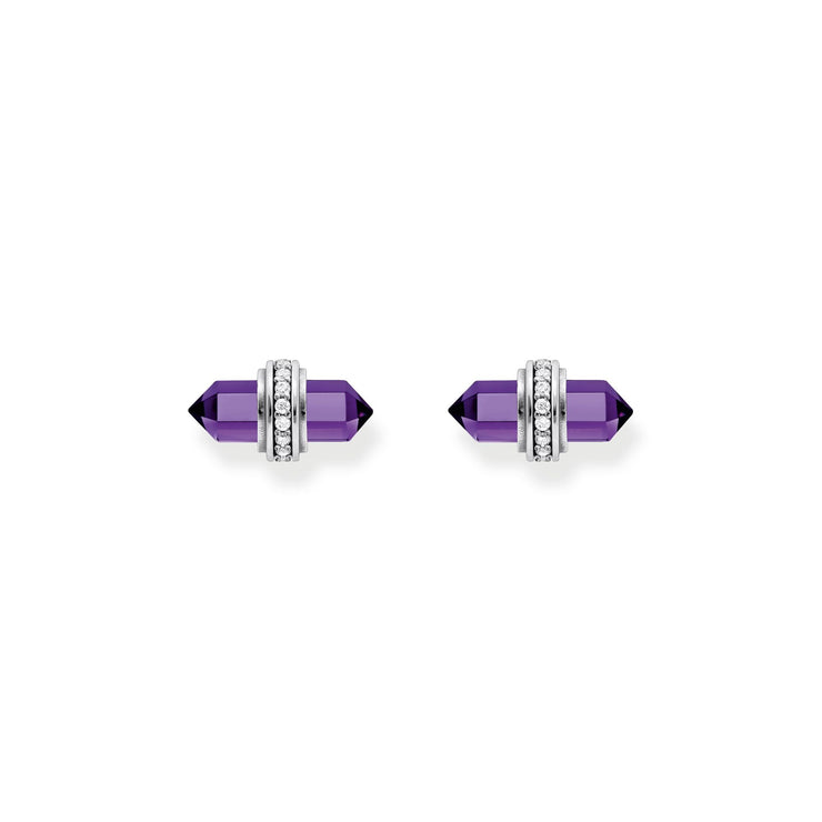 THOMAS SABO Crystal Stud Earrings with Imitation Amethyst Silver